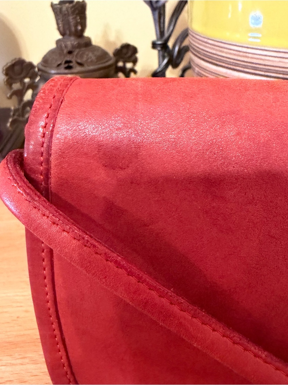 Vintage Coach Dinky 80s 90s Cherry Red Leather Crossbody Bag Purse Made In USA - Picture 11 of 16